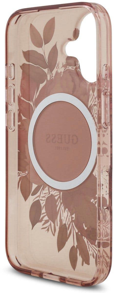 Guess IML Flowers Strap Case with MagSafe for iPhone 17 6.3" Pink - GUHMP17SHFWBRCESP