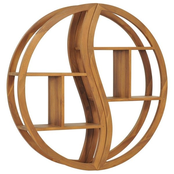Berkfield Yin Yang Wall Shelf 100x20x100 cm Solid Teak Wood