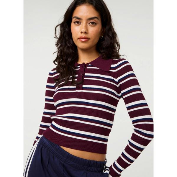 Pink Vanilla Stripe Long Sleeve Collar Jumper