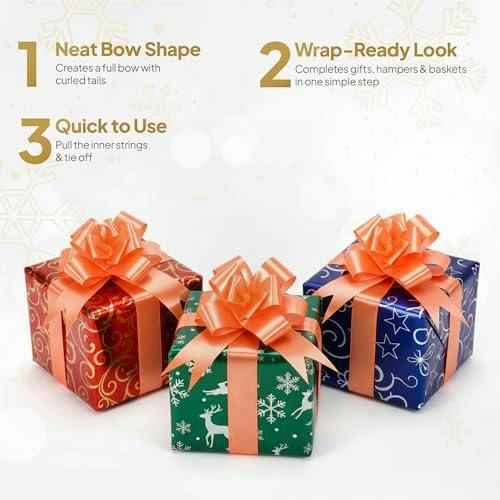 30mm Orange Pull Bows, 10 Pack to 60 Pack, Ribbon Gift Bows for Wrapping and Displays image 5