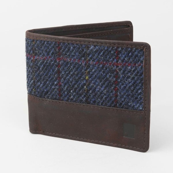 Sophos Premium Leather & Harris Tweed Wallet - Blue