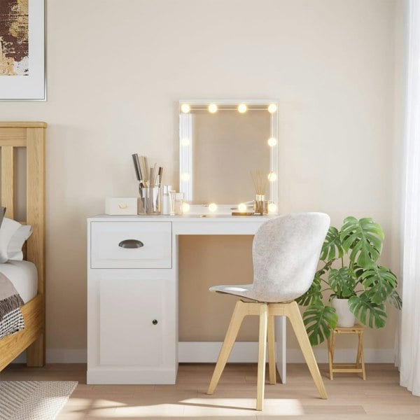 Berkfield Dressing Table with LED Lights White 90x42x132.5 cm