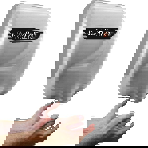 Maxblast automatic commercial hand dryer with a sleek chrome finish, HEPA filter, and ergonomic design for efficient hand drying