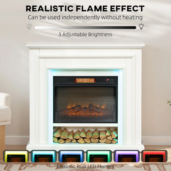 Bobobiy 4777 BTU Multicolour LED Electric Fireplace - White