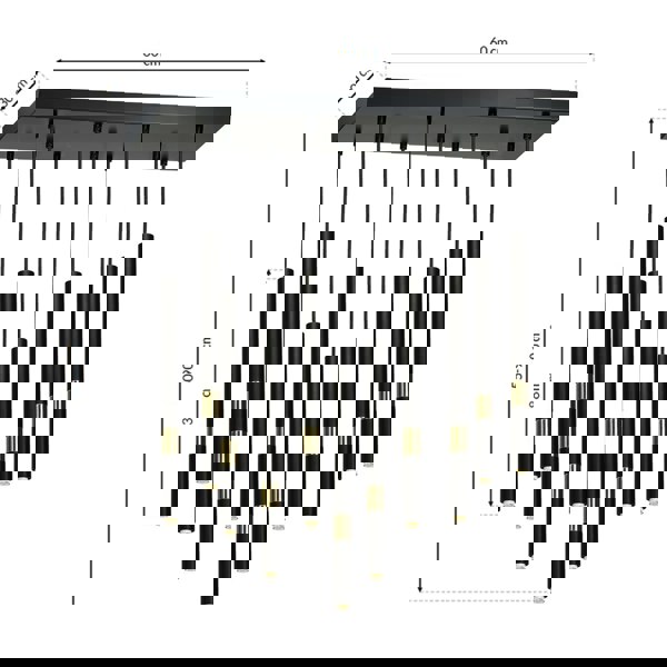 Milagro Monza Designer Black Pendant Lamp (11XG9) High Quality Hand Made from Matt Black Alloy With Luxurious Gold Detail