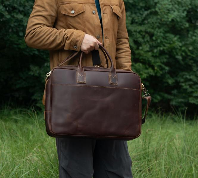 Touribag Genuine Leather Minimalist Laptop Bag