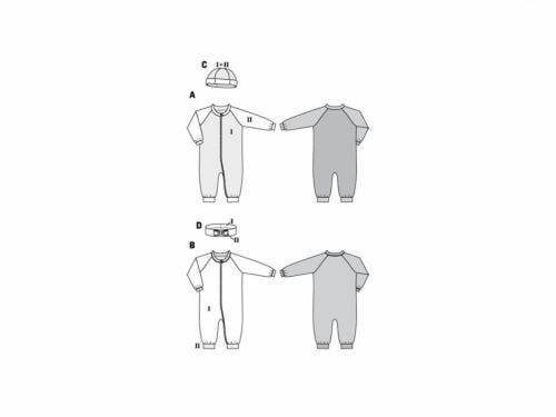 Burda Sewing Pattern 9328 Onesies For Babies, 1M-18M - Easy