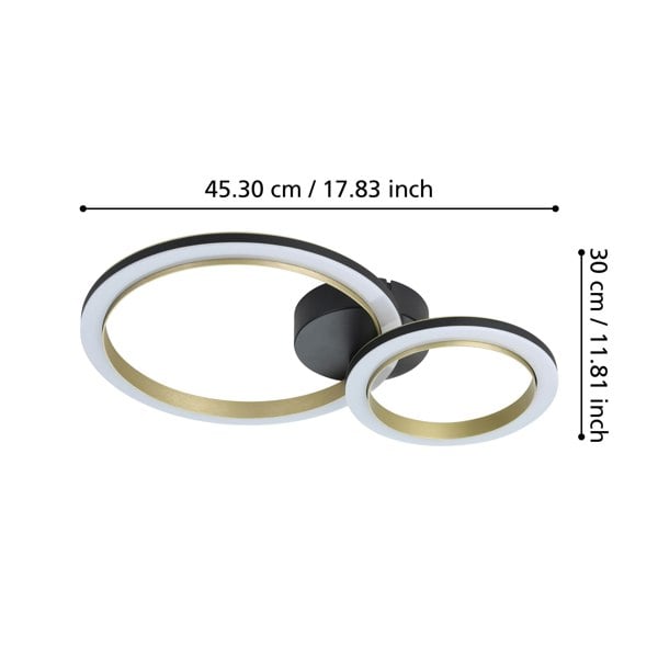 EGLO Calliera Black And Brass Steel LED Circle Modern Ceiling Light
