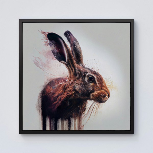 Warren Reed Hare Face Splash Art Framed Canvas