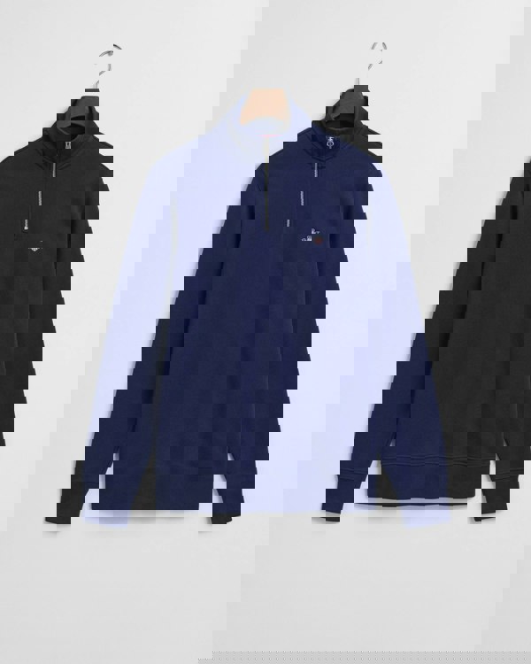 GANT Mens Regular Fit Shield Logo Half Zip Sweatshirt - 423 Persian Blue