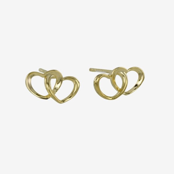 Twin Hearts Sterling Silver Stud Earrings - Reeves & Reeves