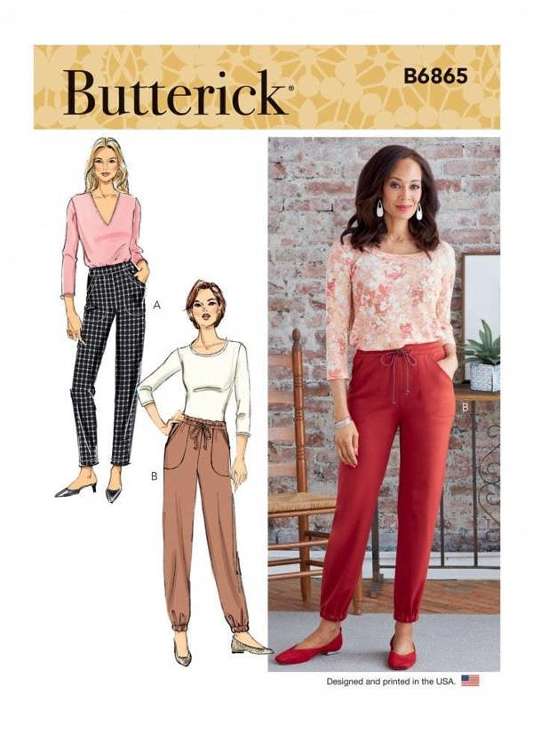 Butterick Sewing Pattern 6865, Trousers for Women, A (XS-S-M-L-XL-XXL) - Easy