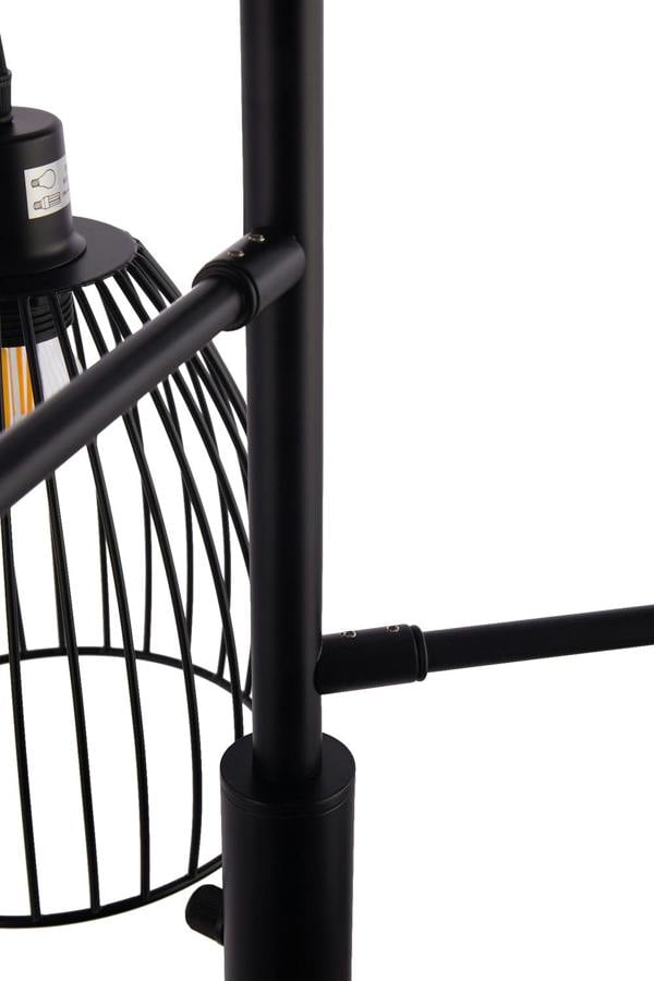 Living and Home Black Modern Industrial Style 3-head Floor Lamp with Irregular Shade