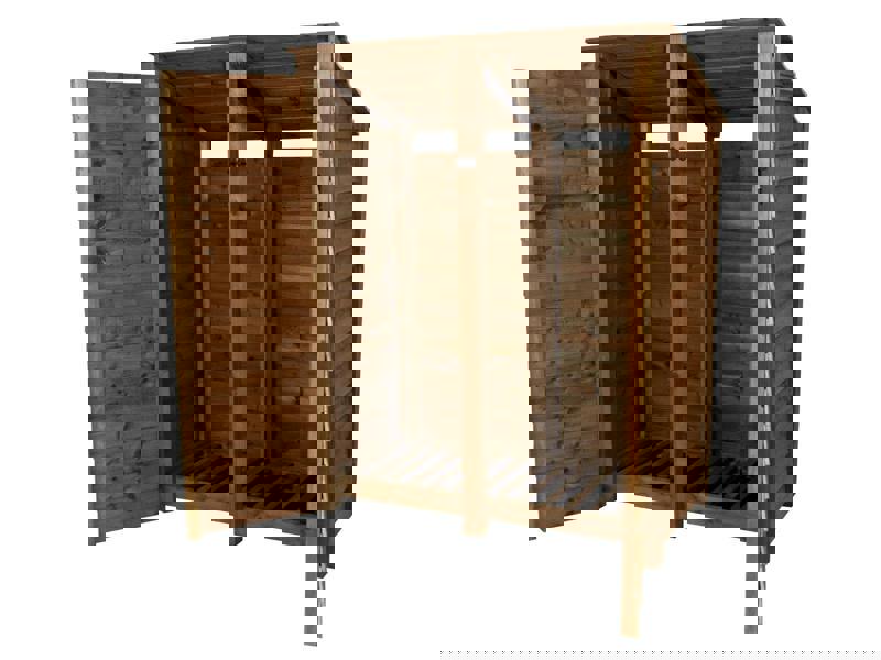 Arbor Garden Solutions Wooden Log Store (Roof Sloping Back) with Door W-146cm, H-126cm or 180cm, D-88cm - Brown Finish