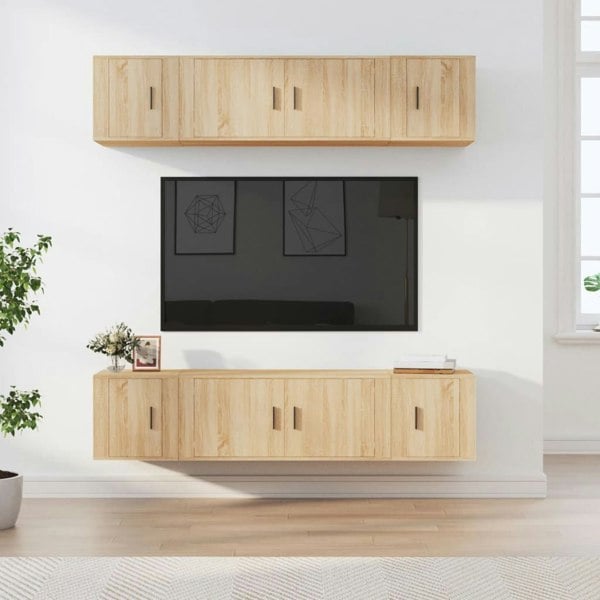 Berkfield 6 Piece TV Cabinet Set Sonoma Oak Engineered Wood