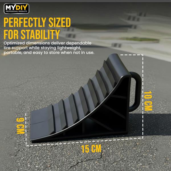 MY DIY PROFESSIONAL PRODUCTS MY DIY Wheel Chock 2-Piece Set - Heavy Duty Anti-Slip Wheel Chocks with & Easy-Grip Handle for Cars, Caravans & Trailers