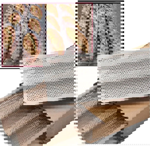 Anygleam Baking Tray 3 Loaf Non Stick Perforated Oven Pastry Pan Molder With Hole