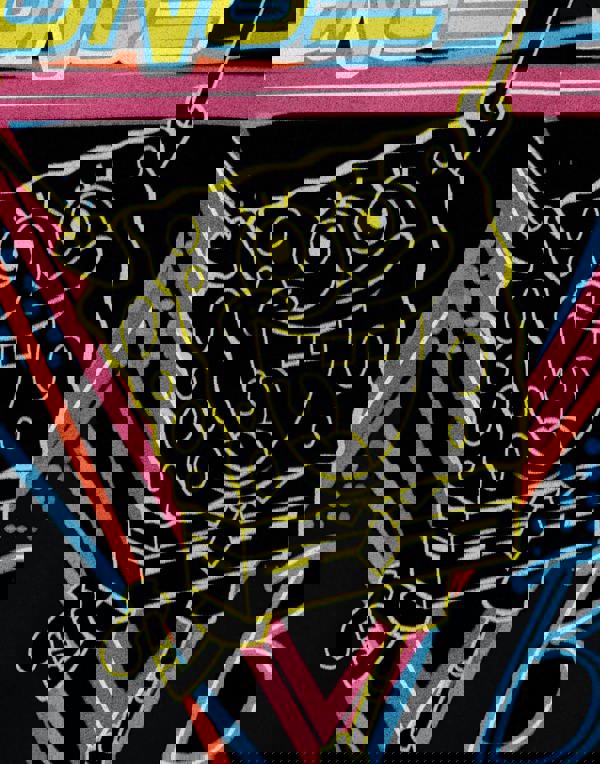 SpongeBob SquarePants Womens Black 80's Neon Short Sleeved T-Shirt