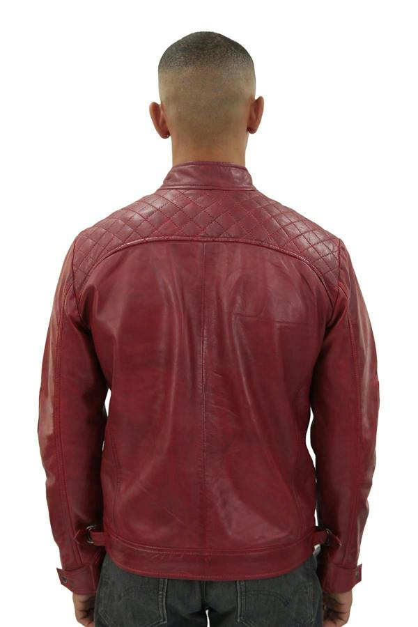 Infinity Leather Men's Vintage Leather Quilted Biker Jacket-Monaco