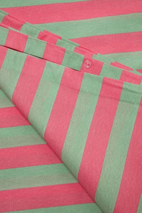 WOVCOR Double Easy Iron Striped Fitted Sheet Duvet Cover Set 200x220cm