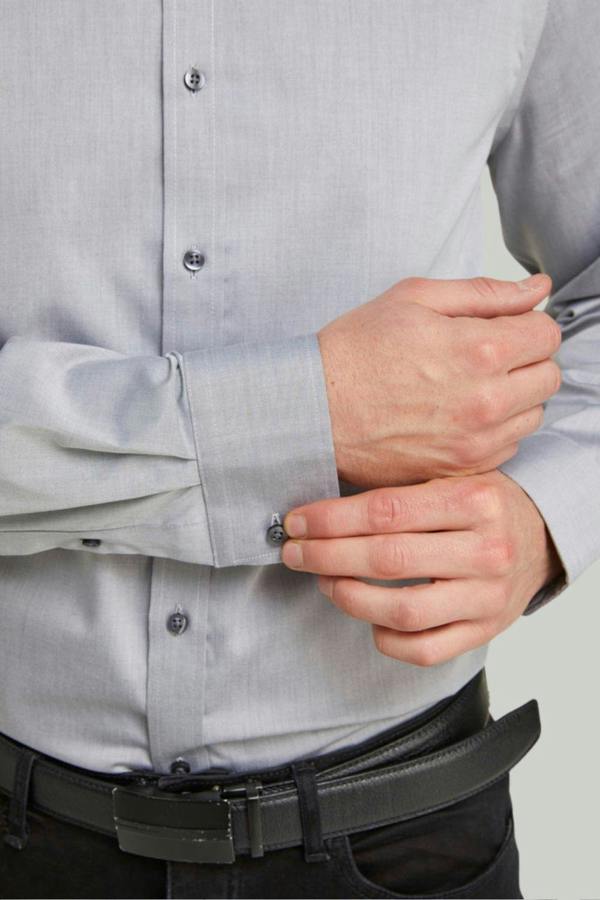 Tailored Fit Grey Non-Iron Pure Cotton Twill Shirt
