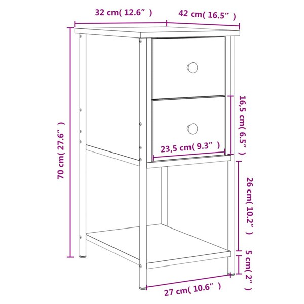 Berkfield Bedside Cabinets 2 pcs Smoked Oak 32x42x70 cm Engineered Wood