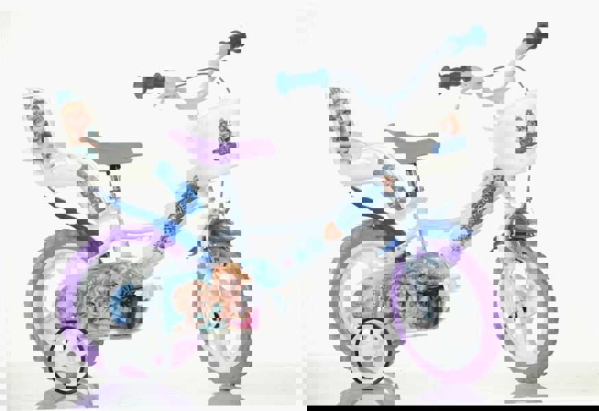 Dino Bikes Dino Snow Queen Kids 12" Wheel Bike - White/Blue