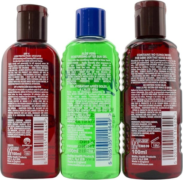 Malibu Tanning Essentials | 15 SPF Dry Oil Spray | Aloe Vera Moisturing After Sun | 8 SPF Bronzing Tanning Oil