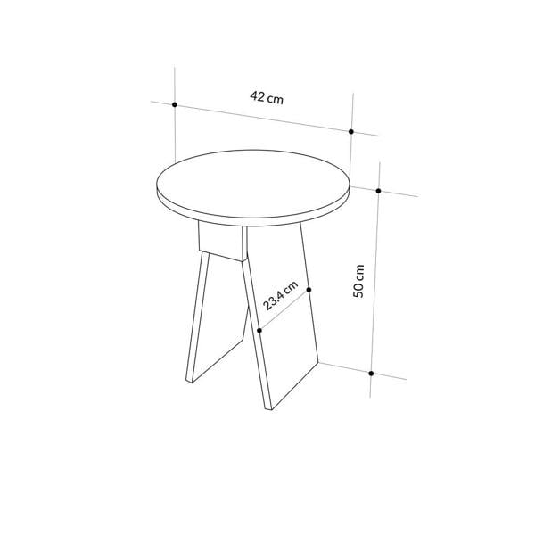 Decortie Modern Chen Side Table Round Shape Particle Board 2 Legs Coffee Table 42(W)x42(D)x50(H) cm