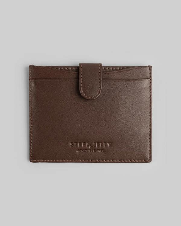 Steel & Jelly Leather Card Holder With Popper Fastening