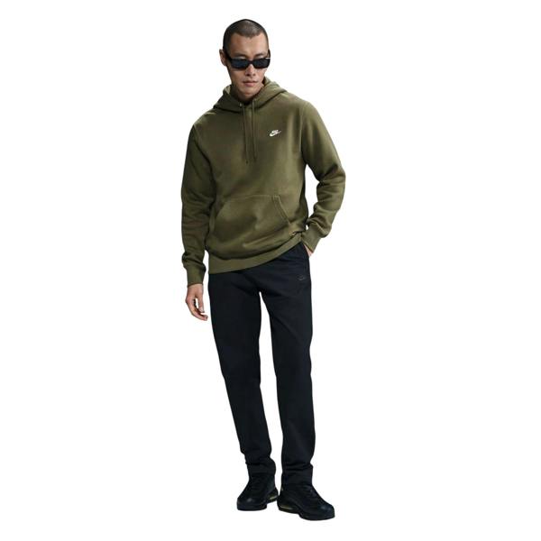 Nike Mens Club Fleece Pullover Hoodie - Olive/White - 