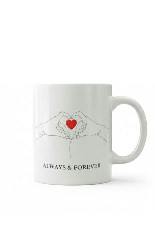 Dyzi Always & Forever Heart Line Art Printed Mug Valentine’s Day Gift