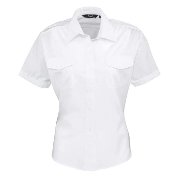 Premier Womens/Ladies Short-Sleeved Pilot Shirt - White