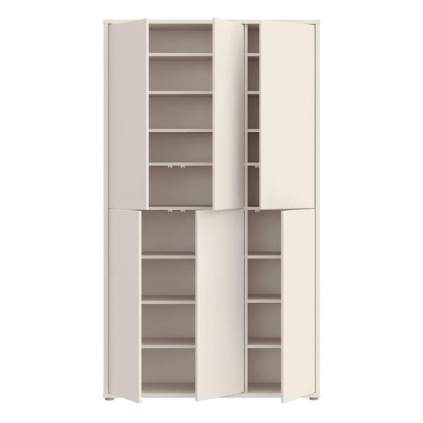 Furniture To Go Alice Springs Tall Shoe Cabinet with 6 Doors Push-to-Open in Sand