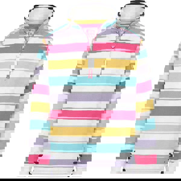 Lazy Jacks Kids Striped Quarter Zip Sweatshirt - Bright Pastel