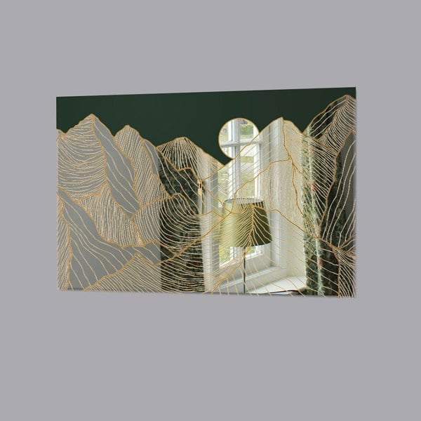 Benjamin Tate Design Golden mountain line art (Mirror Art Print)