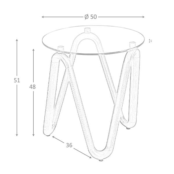 Angel Cerdá Round tempered glass and walnut corner table 2125