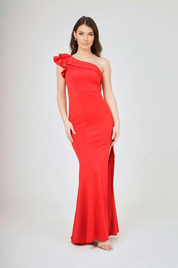 LuvForever Frilled One Shoulder Maxi Dress