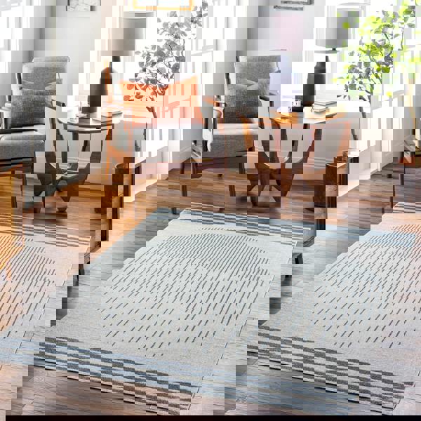 Livabliss Lillian-Washable Blue Grey Geometric Rug