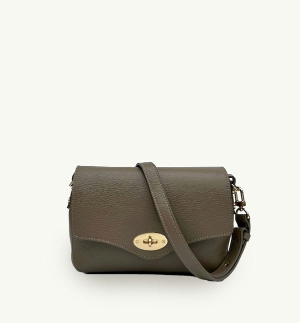 Apatchy London The Maddie Midi Leather Handbag - Mushroom