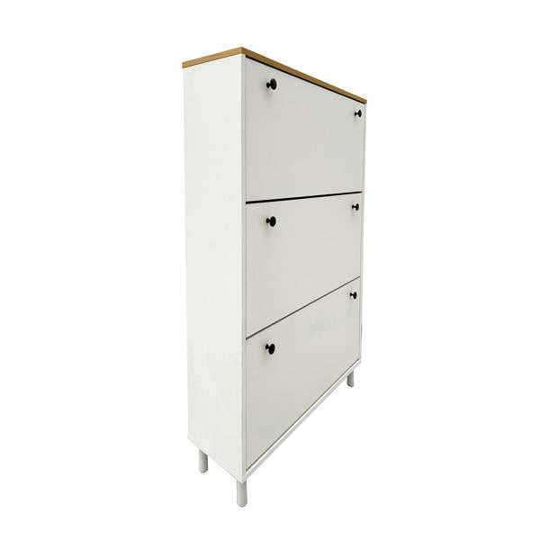 HYGRAD BUILT TO SURVIVE Shoe Storage Cabinet Flip Doors Type Entryway Shoe Rack Storage Organizer Footwear Organiser Space-saving w/ 3 Drawers
