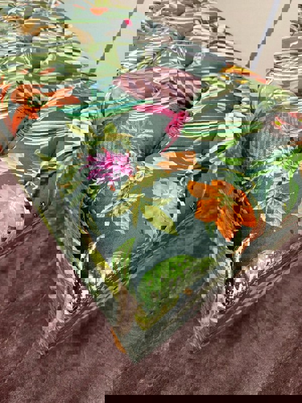 PREMIUM Green Floral Soft Vevet Footstool 