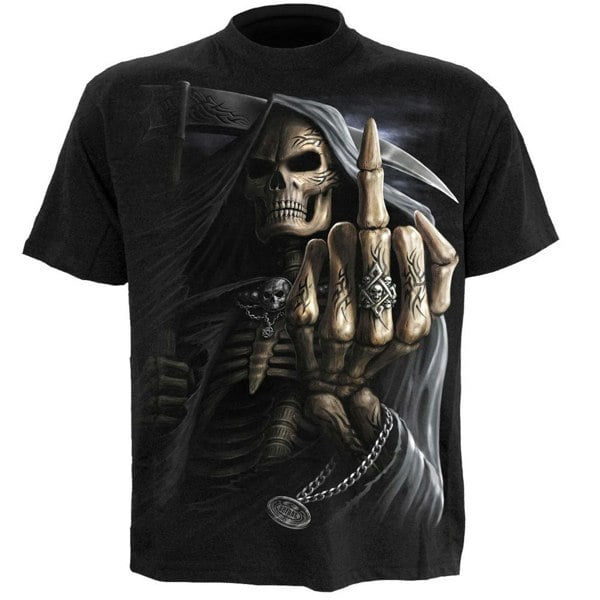 Spiral Direct Unisex Adult Bone Finger Short-Sleeved T-Shirt - Black