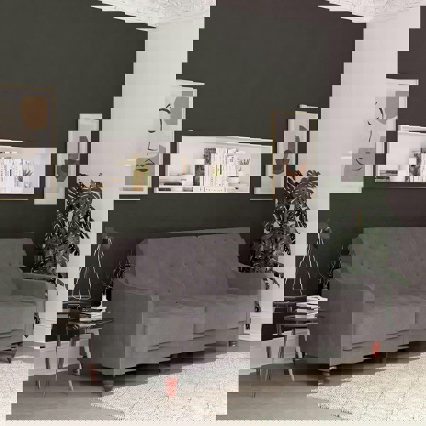 Dorel Home Vintage Tufted Sofa Bed in Velvet Grey