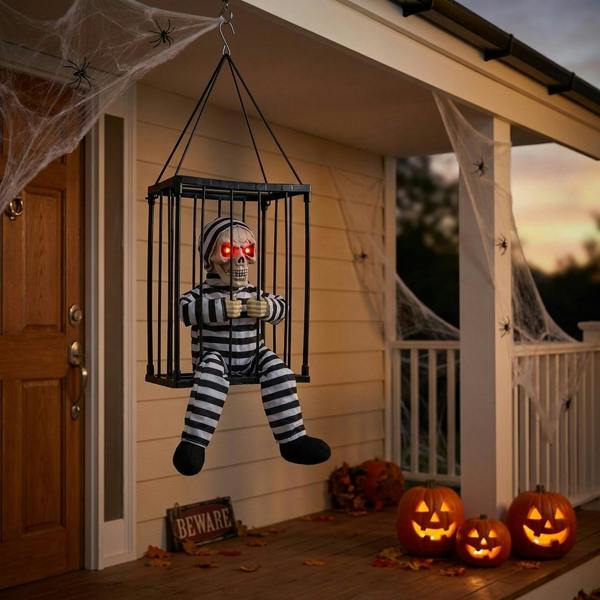 Garden Greatness Animated LED Caged Skeleton Prisoner