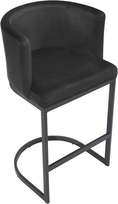 Lamboro Velino Velvet Kitchen Bar Stools, Matt Black Cantilever Frame, Seat With Backrest, Breakfast & Home Bar Stool - Black
