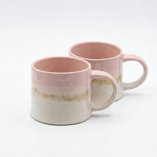 Upper Street Scandi Home Set of 2 460ml Pink Reactive Glaze Ceramic Nova Mugs