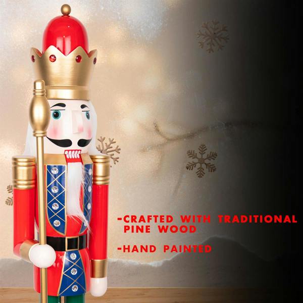 150cm Wooden Christmas Nutcracker Figure, Hand-Painted Festive Decoration for Home Display image 3
