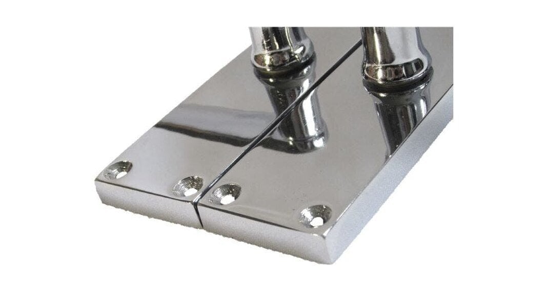 EDH Door Hardware Victorian Straight Chrome Door Handles – Interior Lever Handles on Backplate