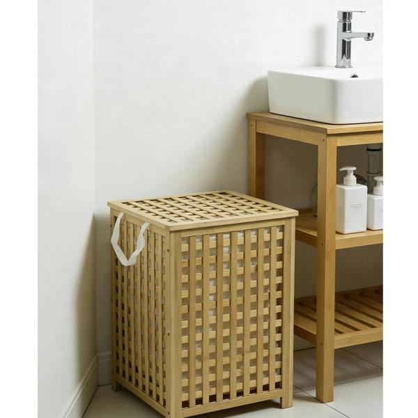 Gr8 Home 120L Bamboo Laundry Basket Hamper with Lid and Liner Large Clothes Bin